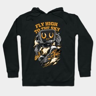 Robot Skate Fly High Illustration Hoodie